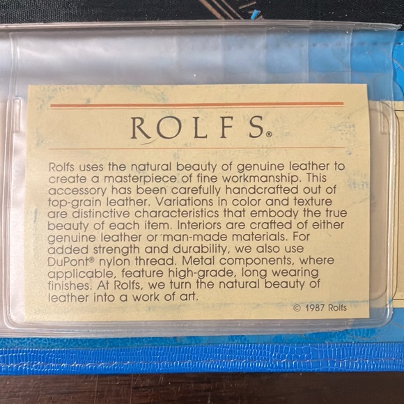 Vintage 1987 Blue Leather Rolf Wallet with all Packing Inserts NOS - Picture 9 of 13